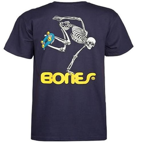 Powell T Shirt: Skateboarding Skeleton Navy T Shirts- Edge Boardshop