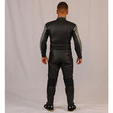 NJK Leather Suit: Downhill Racing Leathers Black Grey Leather Racing Suits- Edge Boardshop