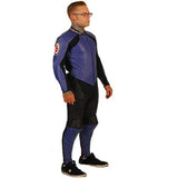 NJK Leather Suit: Downhill Racing Leathers Black Blue Leather Racing Suits- Edge Boardshop