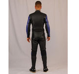 NJK Leather Suit: Downhill Racing Leathers Black Blue Leather Racing Suits- Edge Boardshop