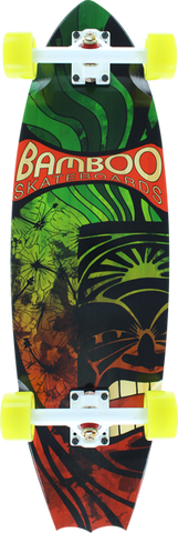 BAMBOO SKATE BATTAIL RASTA TIKI COMPLETE-9.25x31.5