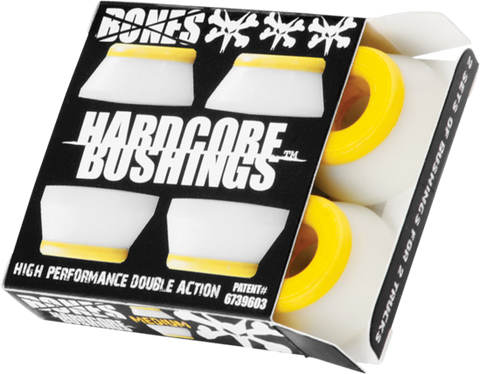 BONES HARDCORE 4PC MED WHITE/YELLOW BUSHINGS