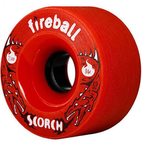 Fireball Longboard Wheels: Scorch 71mm 84a Red Wheels- Edge Boardshop