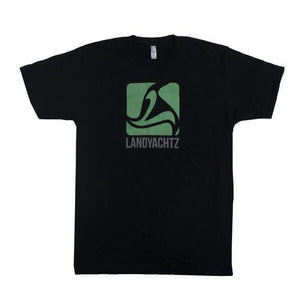 Landyachtz T Shirt: Green Star Logo Black SALE T Shirts- Edge Boardshop