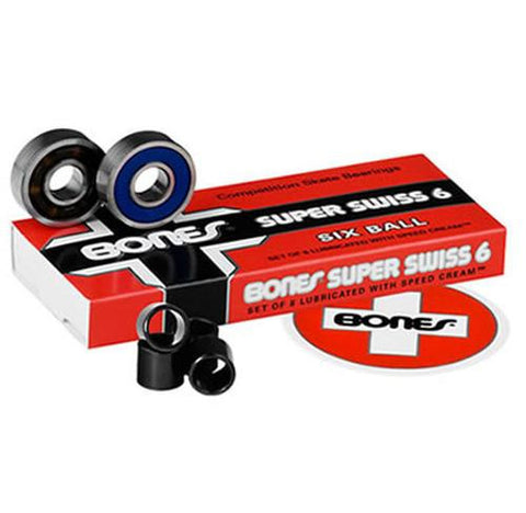 Bones Bearings:  Super Swiss 6 Ball Bearings- Edge Boardshop