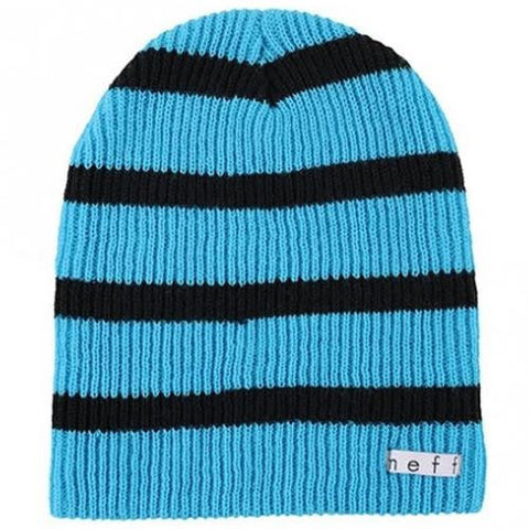 NEFF Beanie: Daily Stripe Cyan Black Beanies- Edge Boardshop