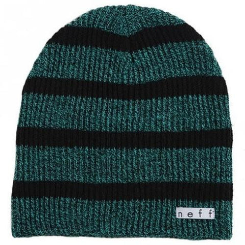 NEFF Beanie: Daily Stripe Green Heather Black Beanies- Edge Boardshop