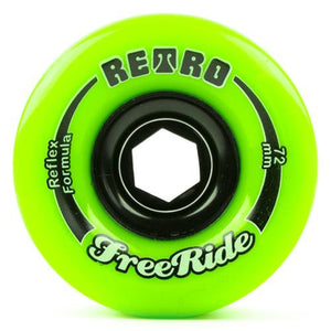 Retro Longboard Wheels: Freerides 72mm 80a Lime Wheels- Edge Boardshop