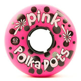 Pink Longboard Wheels:  PolkaDots 62mm 96a w/ grooves Wheels- Edge Boardshop