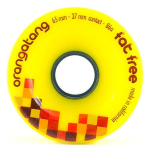 Orangatang Longboard Wheels: Fat Free 65mm 86a Yellow Wheels- Edge Boardshop