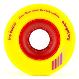 Orangatang Longboard Wheels: The Keanu 66mm 86a Yellow Wheels- Edge Boardshop