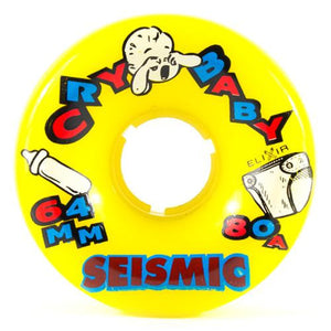 Seismic Longboard Wheels: Cry Baby 64mm 80a Yellow