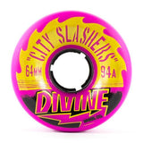 Divine Longboard Wheels: City Slashers 64mm 94a Purple Wheels- Edge Boardshop