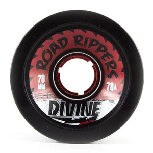 Divine Longboard Wheels: Road Rippers 70mm 78a Black Wheels- Edge Boardshop