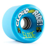 Cloud Ride Wheels: Slide 70mm 83a Blue Wheels- Edge Boardshop