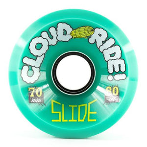 Cloud Ride Wheels: Slide 70mm 80a Green Wheels- Edge Boardshop