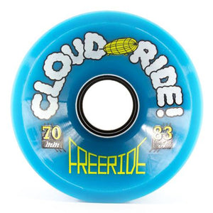 Cloud Ride Wheels: Freeride 70mm 83a Blue Wheels- Edge Boardshop