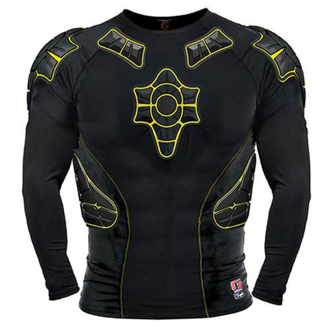 G-Form Protective Gear: Pro-X Long Sleeve Compression Shirt Black Yellow Compression Shirts- Edge Boardshop