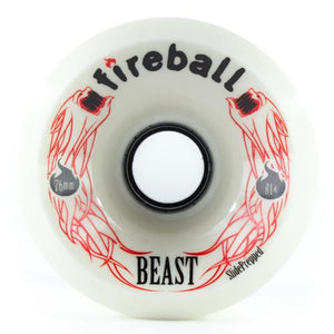 Fireball Longboard Wheels: Beast 76mm 81a White Wheels- Edge Boardshop