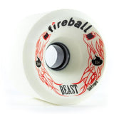 Fireball Longboard Wheels: Beast 76mm 81a White Wheels- Edge Boardshop