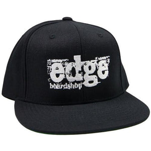 EDGE Hat: Grunge Logo White Snapback Hats- Edge Boardshop