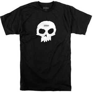 Zero Skateboard T-Shirt: Single Skull Black