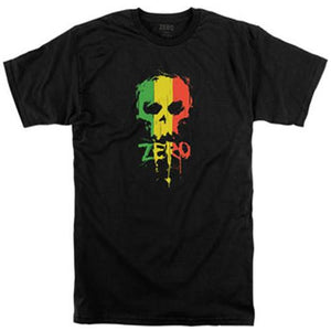 Zero Skateboard T-Shirt: Rasta Blood Skull Black