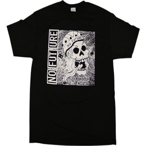 No Future Skateboards T Shirt: Skull Black  SALE T Shirts- Edge Boardshop