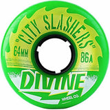 Divine Longboard Wheels: City Slashers 64mm 86a Green Wheels- Edge Boardshop