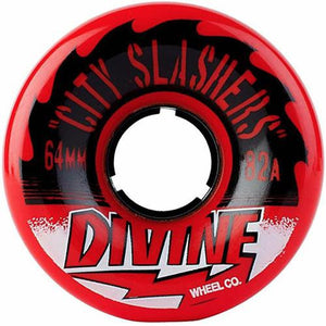 Divine Longboard Wheels: City Slashers 64mm 82a Red Wheels- Edge Boardshop