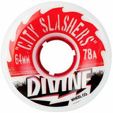 Divine Longboard Wheels: City Slashers 64mm 78a White Wheels- Edge Boardshop