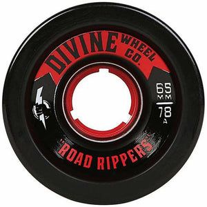 Divine Longboard Wheels: Road Rippers 65mm 78a Black Wheels- Edge Boardshop