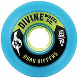 Divine Longboard Wheels: Road Rippers 70mm 78a Cyan Blue Wheels- Edge Boardshop