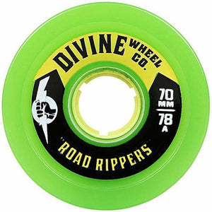 Divine Longboard Wheels: Road Rippers 70mm 78a Green Wheels- Edge Boardshop