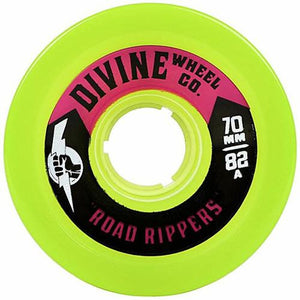 Divine Longboard Wheels: Road Rippers 70mm 82a Lime Green Wheels- Edge Boardshop