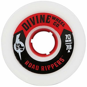 Divine Longboard Wheels: Road Rippers 70mm 78a White Wheels- Edge Boardshop