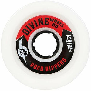 Divine Longboard Wheels: Road Rippers 75mm 78a White Wheels- Edge Boardshop