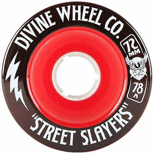 Divine Longboard Wheels: Street Slayer 72mm 78a Red Wheels- Edge Boardshop