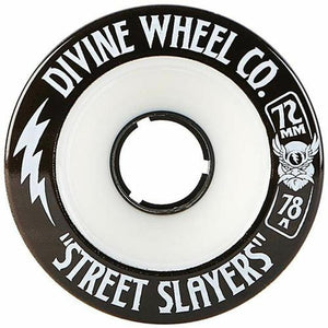 Divine Longboard Wheels: Street Slayer 72mm 78a White Wheels- Edge Boardshop