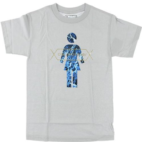 Girl Skateboards T Shirt: Marbles Logo Silver SALE T Shirts- Edge Boardshop