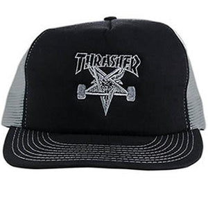 Thrasher Hat: Sk8 Goat Logo Mesh Black Grey