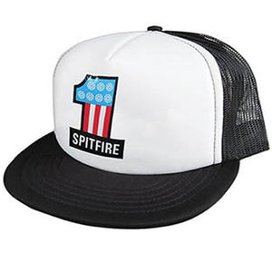 Spitfire Skateboard Hat: #1 Trucker White Black