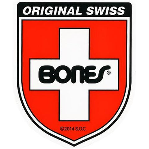 Bones Bearings Sticker: Swiss Shield 3" Stickers- Edge Boardshop