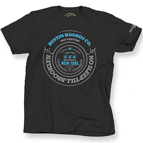 Bustin T Shirt: No Sleep Till Brooklyn Charcoal T Shirts- Edge Boardshop