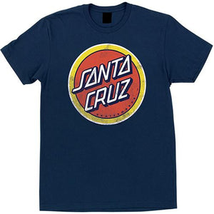 Santa Cruz T Shirt: Retro Dot Navy T Shirts- Edge Boardshop