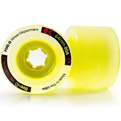 Bustin Longboard Wheels: Five-O Royce Pro 64mm 80a Yellow Wheels- Edge Boardshop