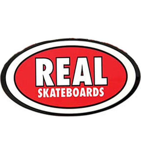 Real Skateboard Sticker: Classic Oval Red Stickers- Edge Boardshop