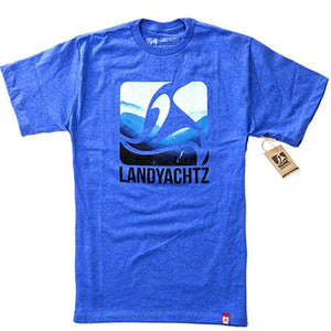 Landyachtz T Shirt: Blue Mountains Blue T Shirts- Edge Boardshop