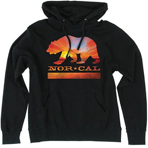 Nor Cal Sweatshirt: Nor Cal Sunset Bear Hoodie Black Sweatshirts- Edge Boardshop