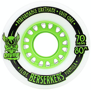 Divine Longboard Wheels: Berserkers 70mm 80a Green Wheels- Edge Boardshop